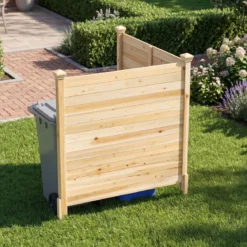 2er Set Sichtschutzzaun 2 Teilig 119 x 119 cm Gartenzaun aus Tannenholz Outdoor Holzzaun mit 3 Pfählen