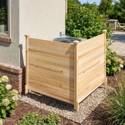 2er Set Sichtschutzzaun 2 Teilig 119 x 119 cm Gartenzaun aus Tannenholz Outdoor Holzzaun mit 3 Pfählen