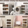 3er Set Stapelbare Aufbewahrungsboxen mit Deckel & Türen Faltbare 44,5 x 30 x 77,5 cm