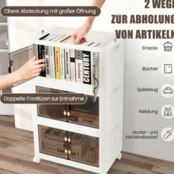 3er Set Stapelbare Aufbewahrungsboxen mit Deckel & Türen Faltbare 44,5 x 30 x 77,5 cm