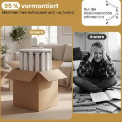 4er Set Stapelhocker mit Massivholzbeine & Rollenbasis Platzsparende Rund Holzhocker Weiß