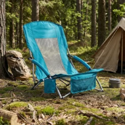 2er Set Strandstuhl Klappbar Campingstuhl mit Atmungsaktivem Netzgewebe Klappstuhl Blau
