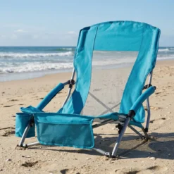 2er Set Strandstuhl Klappbar Campingstuhl mit Atmungsaktivem Netzgewebe Klappstuhl Blau