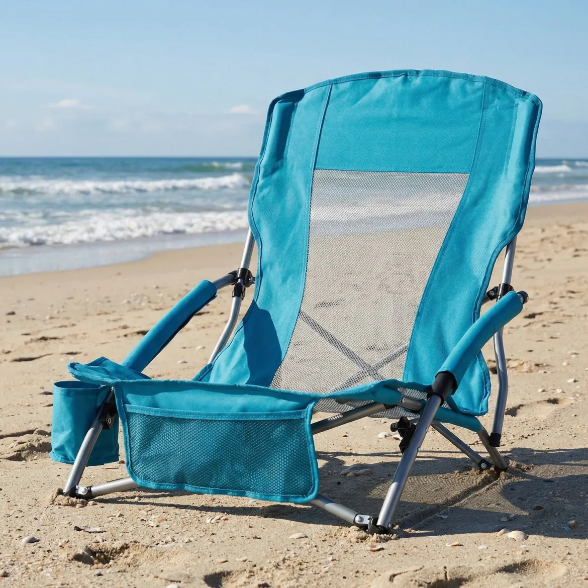 2er Set Strandstuhl Klappbar Campingstuhl mit Atmungsaktivem Netzgewebe Klappstuhl Blau