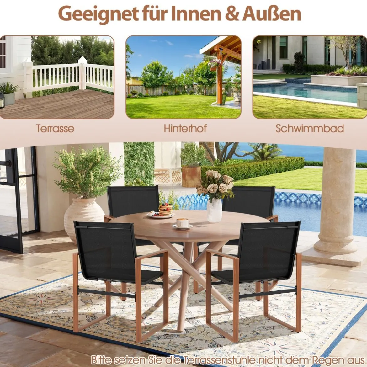 2er Set Terrassenstuhl Set mit Atmungsaktiver Sitzfläche & Rückenlehne Gartenstühlen