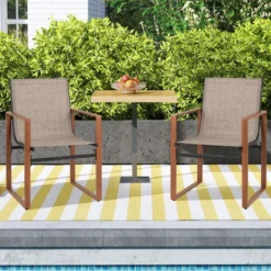 2er Set Terrassenstuhl Set mit Atmungsaktiver Sitzfläche & Rückenlehne Gartenstühlen
