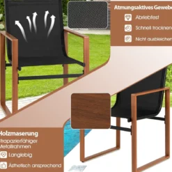 2er Set Terrassenstuhl Set mit Atmungsaktiver Sitzfläche & Rückenlehne Gartenstühlen