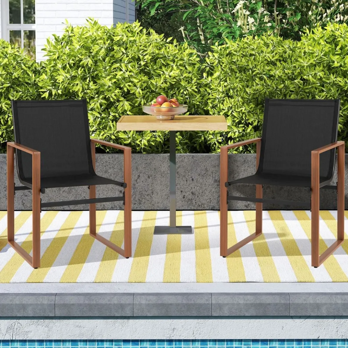 2er Set Terrassenstuhl Set mit Atmungsaktiver Sitzfläche & Rückenlehne Gartenstühlen