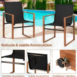 2er Set Terrassenstuhl Set mit Atmungsaktiver Sitzfläche & Rückenlehne Gartenstühlen