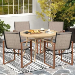2er Set Terrassenstuhl Set mit Atmungsaktiver Sitzfläche & Rückenlehne Gartenstühlen