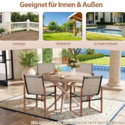 2er Set Terrassenstuhl Set mit Atmungsaktiver Sitzfläche & Rückenlehne Gartenstühlen