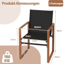 2er Set Terrassenstuhl Set mit Atmungsaktiver Sitzfläche & Rückenlehne Gartenstühlen
