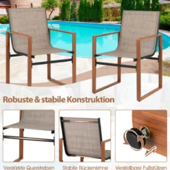 2er Set Terrassenstuhl Set mit Atmungsaktiver Sitzfläche & Rückenlehne Gartenstühlen
