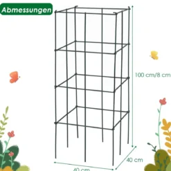 4er Set Tomaten Rankhilfe Metall Rankgitter Tomatenturm Gurkenturm Tomatenkäfig 100 cm
