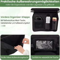 2er Set Tragbarer Stadionsitz mit Rückenlehne Klappbarer Tribünenstuhl mit Schultergurt & Getränkehalter Schwarz