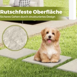 16er Set Trittsteine für Garten Gehwegplatten aus Polypropylen Steinplatten inkl. 64 Erdspießen Beige + Grau