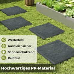 8er Set Trittsteine für Garten Gehwegplatten aus Polypropylen Steinplatten inkl. 32 Erdspießen 39,5 x 39,5 cm Grau