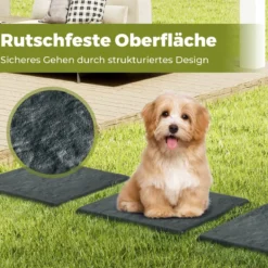 8er Set Trittsteine für Garten Gehwegplatten aus Polypropylen Steinplatten inkl. 32 Erdspießen 39,5 x 39,5 cm Grau
