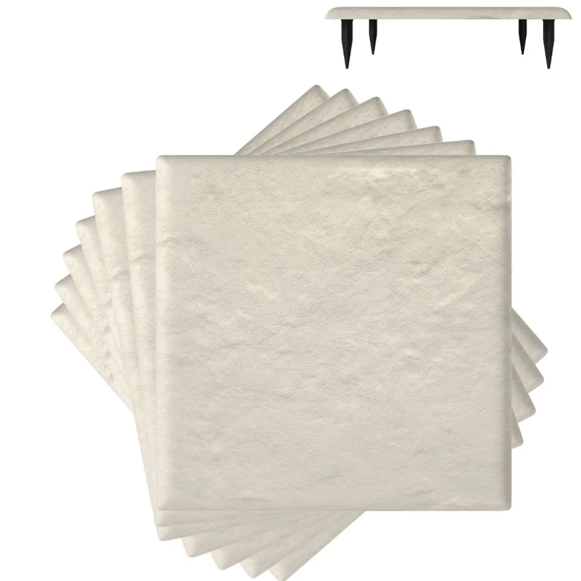 8er Set Trittsteine für Garten Gehwegplatten aus Polypropylen Steinplatten inkl. 32 Erdspießen 39,5 x 39,5 cm Beige