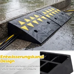 2er Set Vollgummi Schwellenrampe mit 15 Tonnen Tragkraft Türschwellenrampe 48 x 33 x 13 cm
