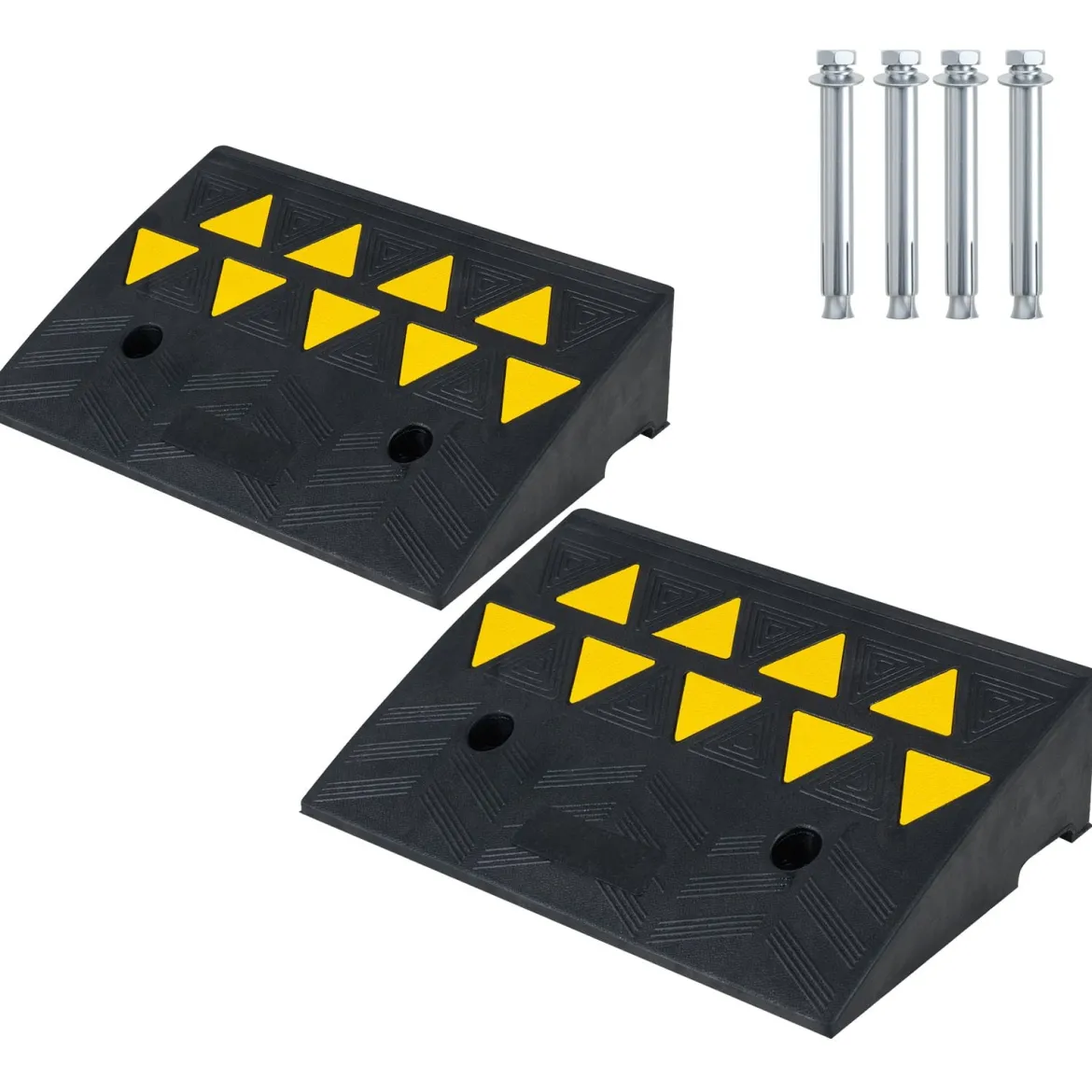 2er Set Vollgummi Schwellenrampe mit 15 Tonnen Tragkraft Türschwellenrampe 48 x 33 x 13 cm