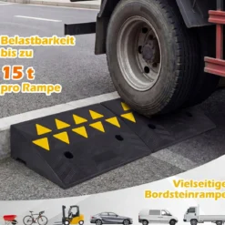 2er Set Vollgummi Schwellenrampe mit 15 Tonnen Tragkraft Türschwellenrampe 48 x 33 x 13 cm