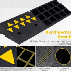 2er Set Vollgummi Schwellenrampe mit 15 Tonnen Tragkraft Türschwellenrampe 48 x 33 x 13 cm