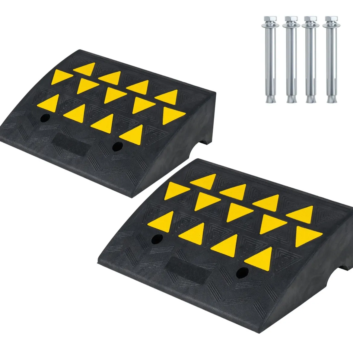 2er Set Vollgummi Schwellenrampe mit 15 Tonnen Tragkraft Türschwellenrampe 49 x 37 x 16 cm
