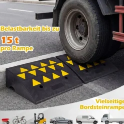 2er Set Vollgummi Schwellenrampe mit 15 Tonnen Tragkraft Türschwellenrampe 49 x 37 x 16 cm