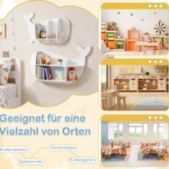 2er Set Wal Wandregale Wandmontiertes Schweberegale mit Fächern Holz Hängeregale Weiß