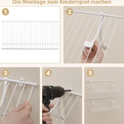 2er Set Wandmontage Schuhregale Metall-Draht Lagerorganisator Set Anpassbare Schrankregal