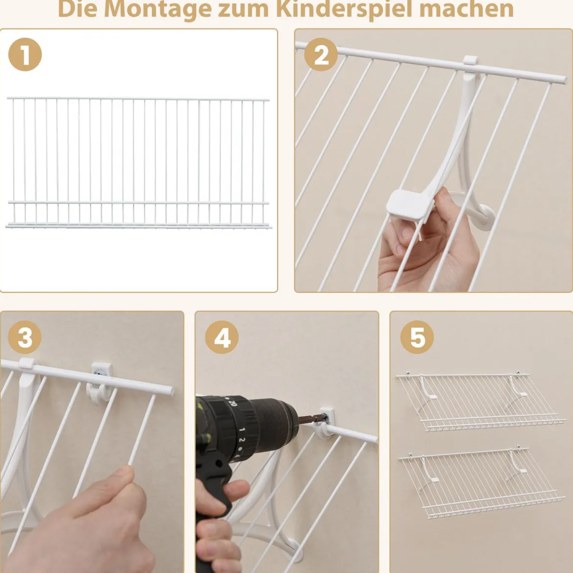 2er Set Wandmontage Schuhregale Metall-Draht Lagerorganisator Set Anpassbare Schrankregal