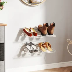 2er Set Wandmontage Schuhregale Metall-Draht Lagerorganisator Set Anpassbare Schrankregal
