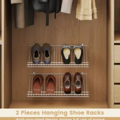 2er Set Wandmontage Schuhregale Metall-Draht Lagerorganisator Set Anpassbare Schrankregal