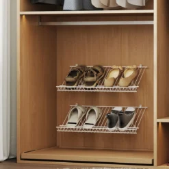 2er Set Wandmontage Schuhregale Metall-Draht Lagerorganisator Set Anpassbare Schrankregal