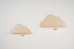 2er Set Wandregal Schweberegal im Wolken-Design Wandmontiertes Bücherregal mit Holzhaken Weiß/Natur