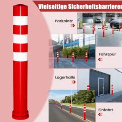 10er Set Warnpfosten aus PU mit 3 Reflektierenden & Befestigungsmaterial Absperrpfosten Ø 8 cm