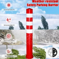 10er Set Warnpfosten aus PU mit 3 Reflektierenden & Befestigungsmaterial Absperrpfosten Ø 8 cm