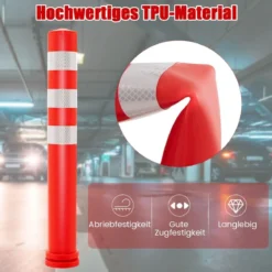 10er Set Warnpfosten aus PU mit 3 Reflektierenden & Befestigungsmaterial Absperrpfosten Ø 8 cm