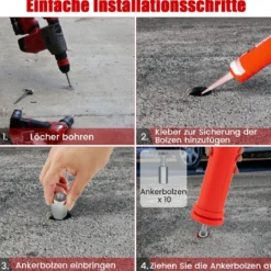 10er Set Warnpfosten aus PU mit 3 Reflektierenden & Befestigungsmaterial Absperrpfosten Ø 8 cm