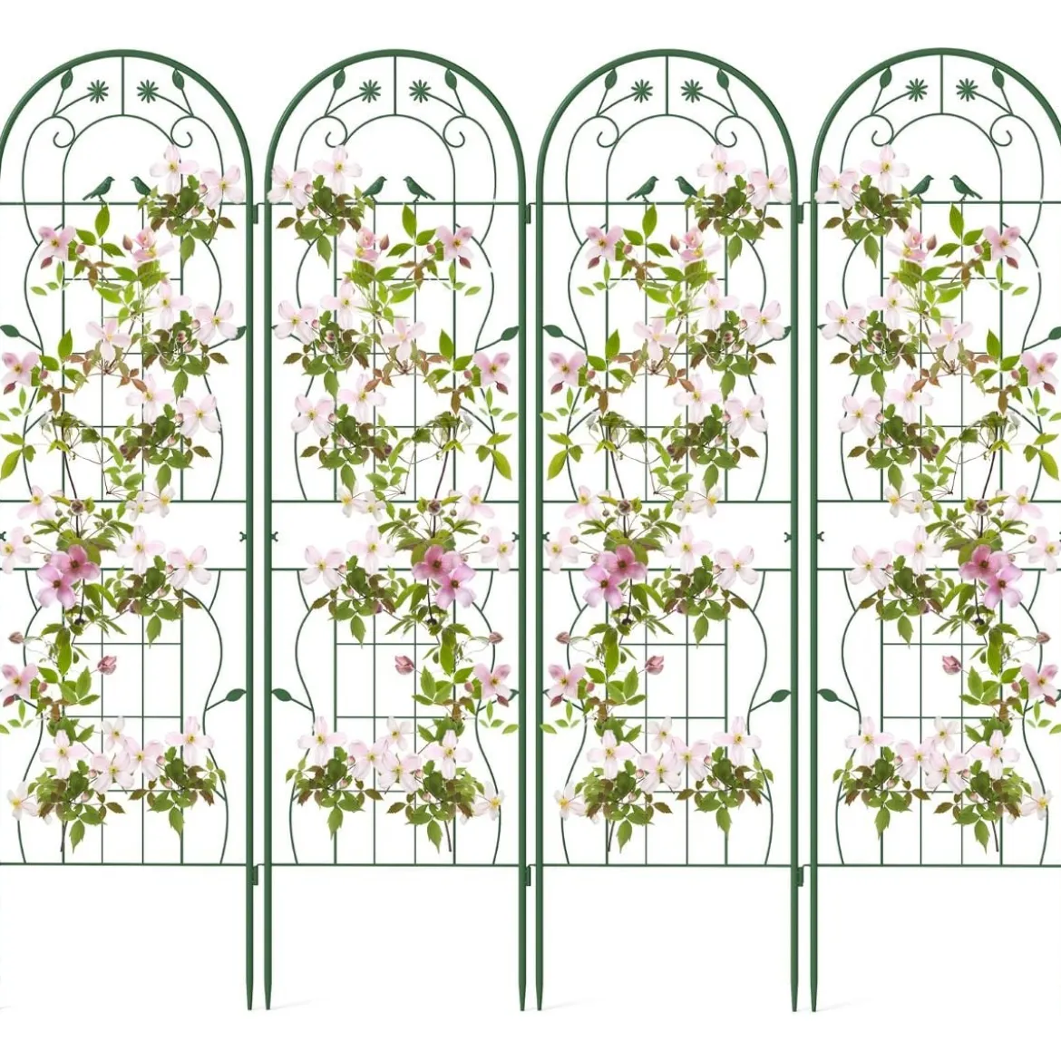 4er Set 180 x 50 cm Metall Rankgitter zum Stecken Dekorativer Gartenzaun Freistehende Rankhilfe