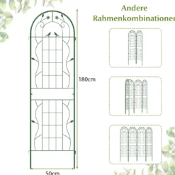 4er Set 180 x 50 cm Metall Rankgitter zum Stecken Dekorativer Gartenzaun Freistehende Rankhilfe