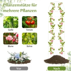 4er Set 180 x 50 cm Metall Rankgitter zum Stecken Dekorativer Gartenzaun Freistehende Rankhilfe
