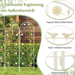 4er Set 180 x 50 cm Metall Rankgitter zum Stecken Dekorativer Gartenzaun Freistehende Rankhilfe