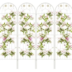 4er Set 180 x 50 cm Metall Rankgitter zum Stecken Dekorativer Gartenzaun Freistehende Rankhilfe