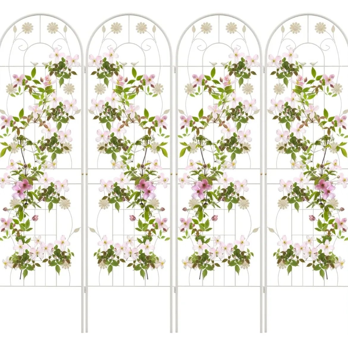 4er Set 180 x 50 cm Metall Rankgitter zum Stecken Dekorativer Gartenzaun Freistehende Rankhilfe