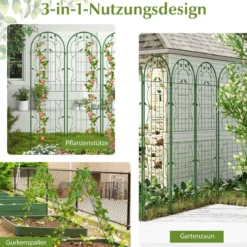 4er Set 180 x 50 cm Metall Rankgitter zum Stecken Dekorativer Gartenzaun Freistehende Rankhilfe