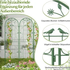 4er Set 180 x 50 cm Metall Rankgitter zum Stecken Dekorativer Gartenzaun Freistehende Rankhilfe