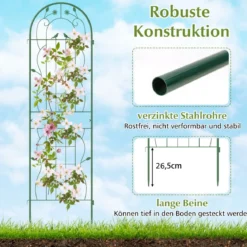 4er Set 180 x 50 cm Metall Rankgitter zum Stecken Dekorativer Gartenzaun Freistehende Rankhilfe