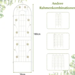 4er Set 180 x 50 cm Metall Rankgitter zum Stecken Dekorativer Gartenzaun Freistehende Rankhilfe